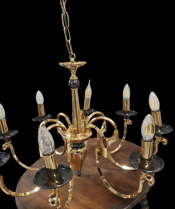 Image 1 of 2021 Gold Regency Hollywood Style Chandelier