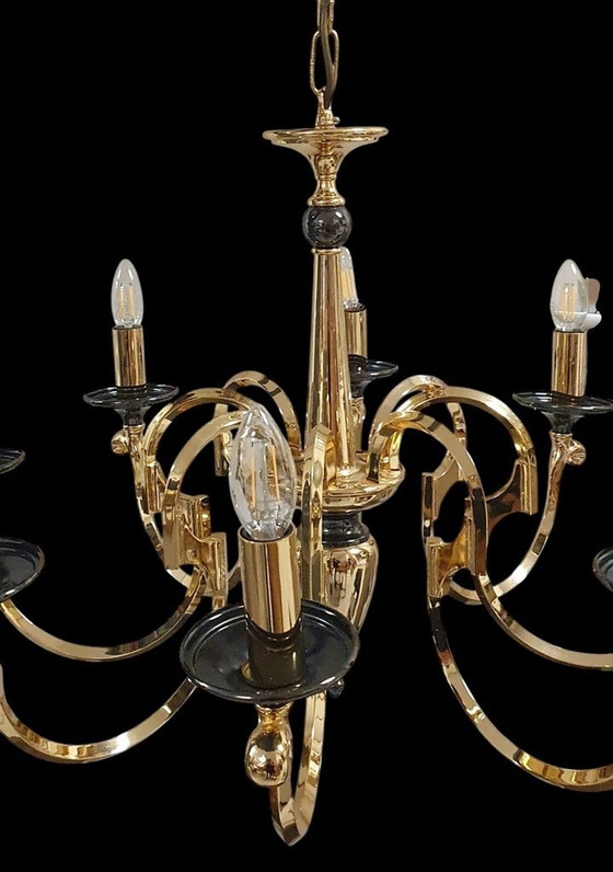 Image 1 of 2021 Gold Regency Hollywood Style Chandelier