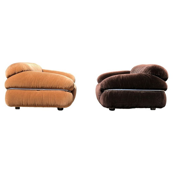 Image 1 of Vintage Space Age Alpaca Velvet Lounge Chair by Gianfranco Frattini for Cassina, 1972