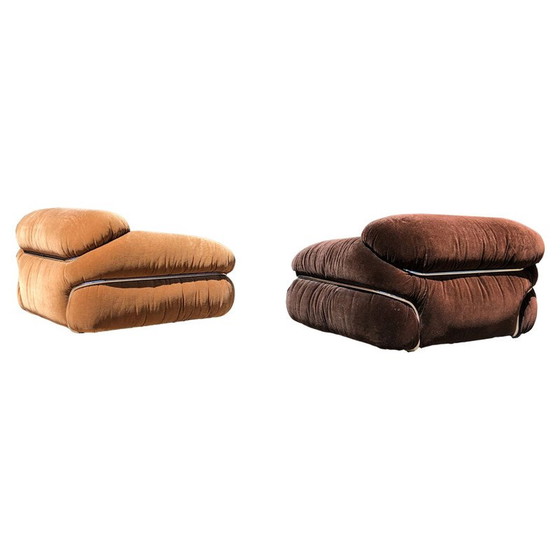Image 1 of Vintage Space Age Alpaca Velvet Lounge Chair by Gianfranco Frattini for Cassina, 1972