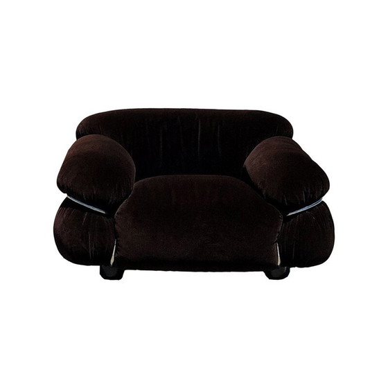 Image 1 of Vintage Space Age Alpaca Velvet Lounge Chair by Gianfranco Frattini for Cassina, 1972