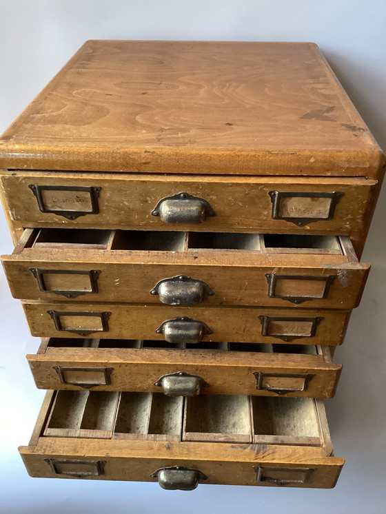 Image 1 of Antique Wooden Workplace/Paper Cabinet With Drawers