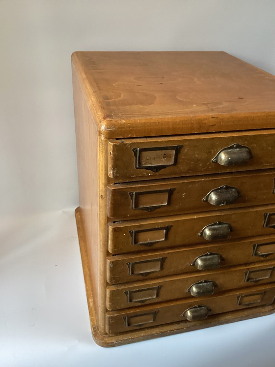 Image 1 of Antique Wooden Workplace/Paper Cabinet With Drawers