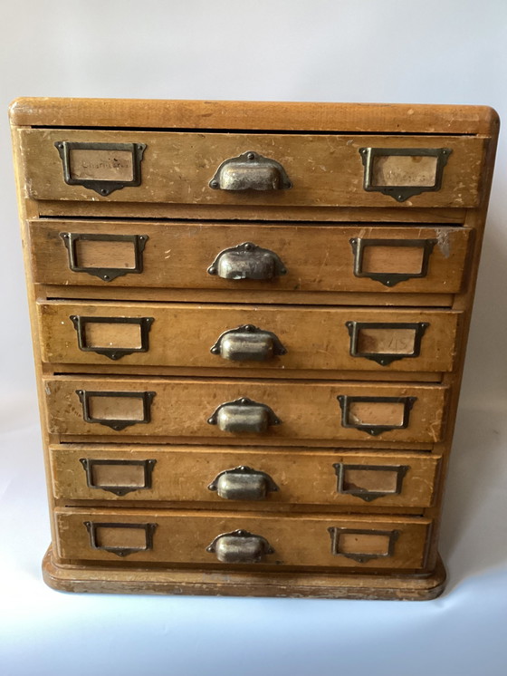 Image 1 of Antique Wooden Workplace/Paper Cabinet With Drawers