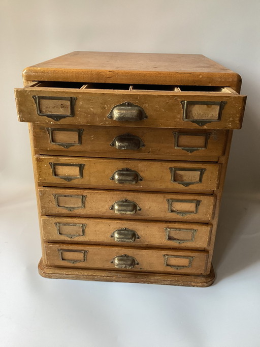 Antique Wooden Workplace/Paper Cabinet With Drawers