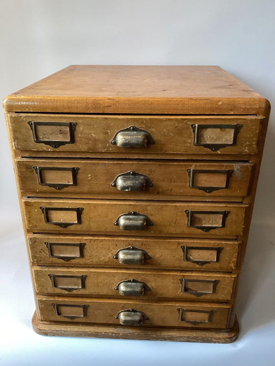 Image 1 of Antique Wooden Workplace/Paper Cabinet With Drawers