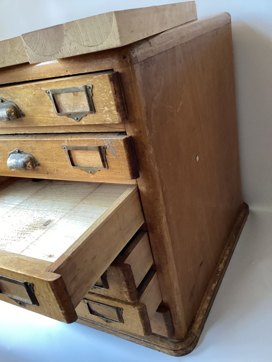 Image 1 of Antique Wooden Workplace/Paper Cabinet With Drawers
