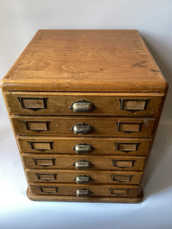 Image 1 of Antique Wooden Workplace/Paper Cabinet With Drawers