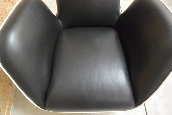 Image 1 of Black Leather Topform Pinto Design Armchair