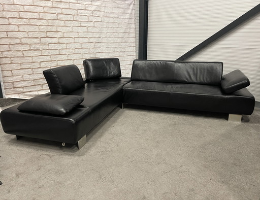 Beautiful Montel Genuine Leather Black Corner Sofa