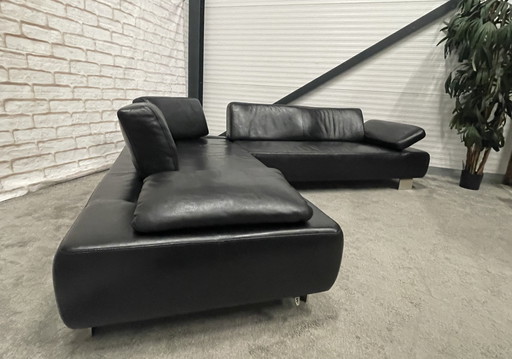 Beautiful Montel Genuine Leather Black Corner Sofa