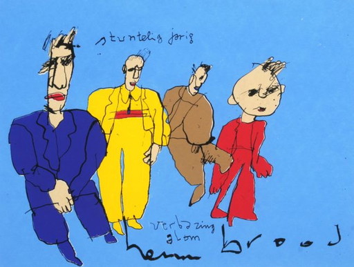 Herman Brood - Bumbling birthday /100 – lithos zeefdrukken, Figuratief