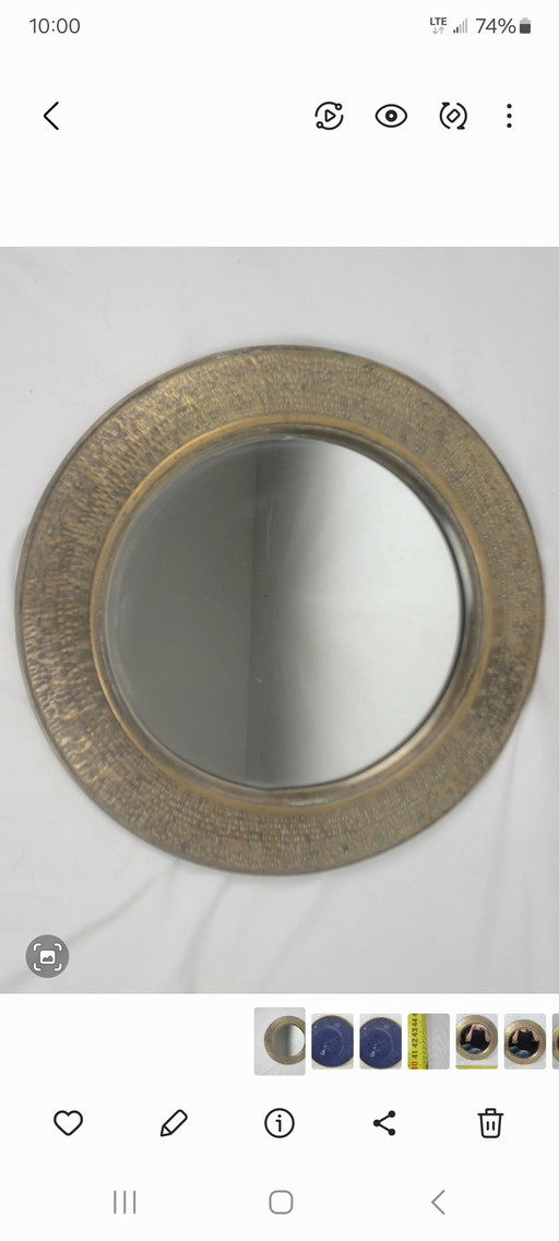 Antique brass mirror