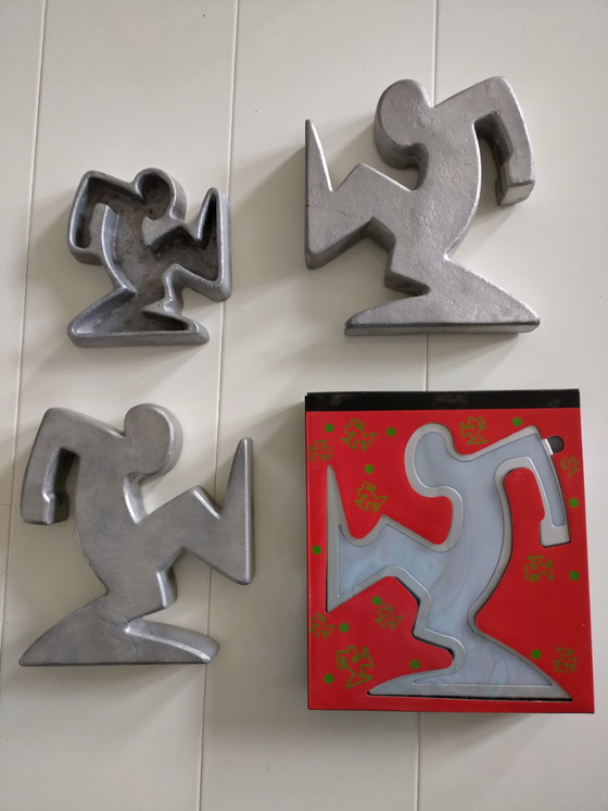 Image 1 of Keith Haring La Linea Osvaldo Cavandoli lamp/book rests/ ashtray