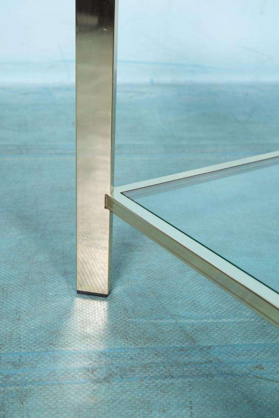 Image 1 of Tavolino da caffè minimalista in ottone e vetro, tavolino da caffè Regency anni &#39;70