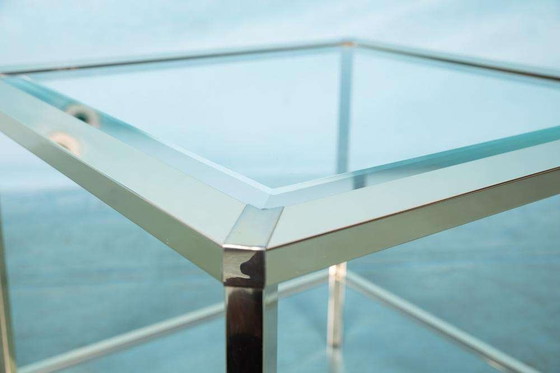 Image 1 of Tavolino da caffè minimalista in ottone e vetro, tavolino da caffè Regency anni &#39;70