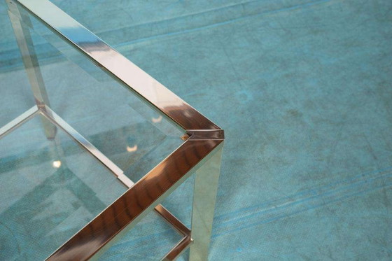 Image 1 of Tavolino da caffè minimalista in ottone e vetro, tavolino da caffè Regency anni &#39;70