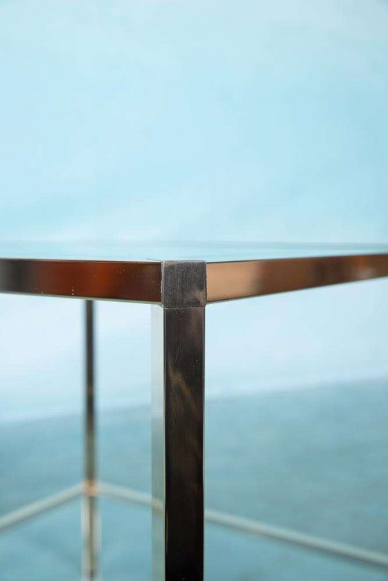Image 1 of Tavolino da caffè minimalista in ottone e vetro, tavolino da caffè Regency anni &#39;70