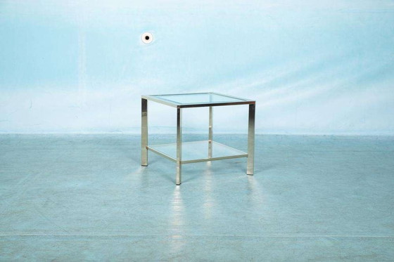 Image 1 of Tavolino da caffè minimalista in ottone e vetro, tavolino da caffè Regency anni &#39;70