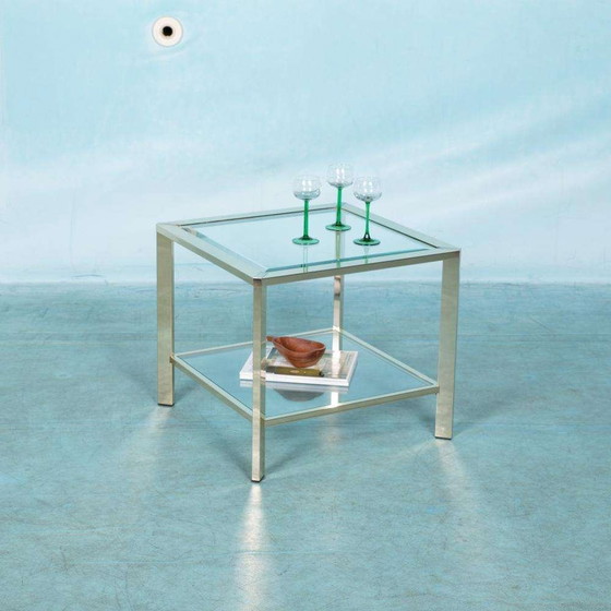 Image 1 of Tavolino da caffè minimalista in ottone e vetro, tavolino da caffè Regency anni &#39;70