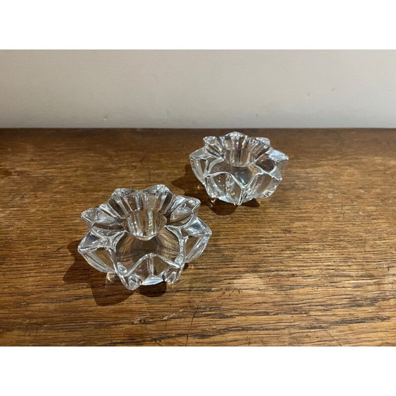 Image 1 of Vintage crystal star candlesticks by Pierre D'Avesn, 1950