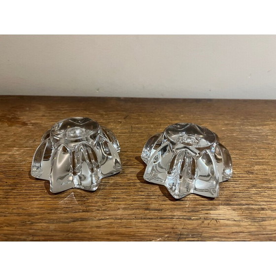 Image 1 of Vintage crystal star candlesticks by Pierre D'Avesn, 1950