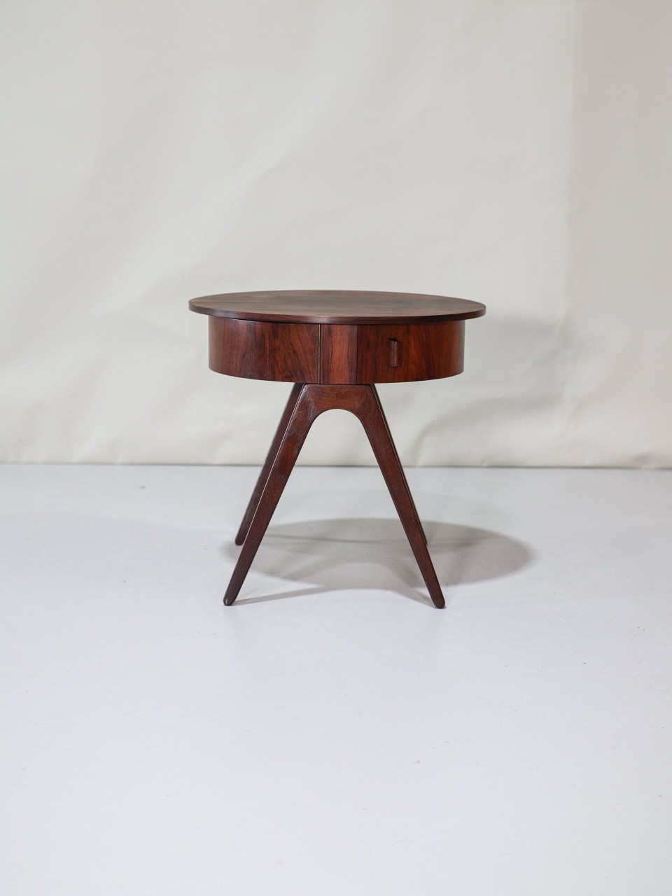 Tavolino laterale in palissandro, tavolo da cucito, stile vintage danese