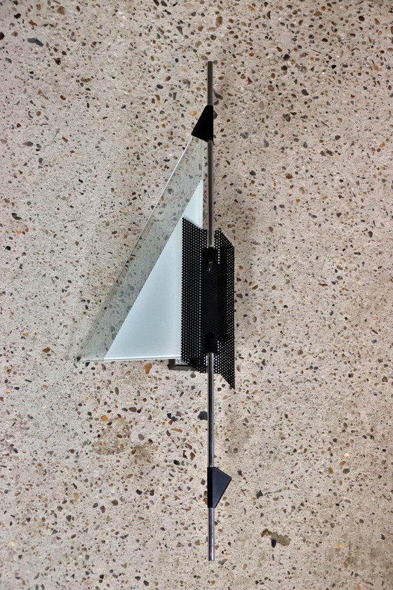 Image 1 of Wall light - Glass triangular panel - Perforated black metal