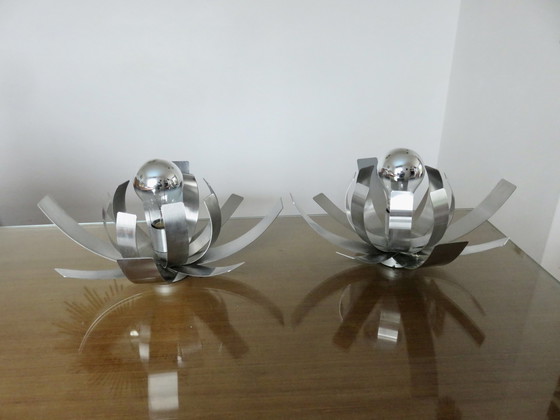 Image 1 of Pair Of Fleur Wall Lights By Jocelyne Trocmé For Oxar, France, 1970