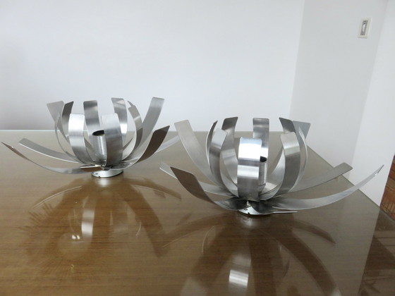 Image 1 of Pair Of Fleur Wall Lights By Jocelyne Trocmé For Oxar, France, 1970