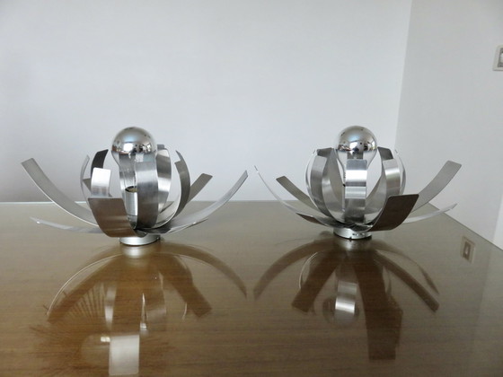 Image 1 of Pair Of Fleur Wall Lights By Jocelyne Trocmé For Oxar, France, 1970