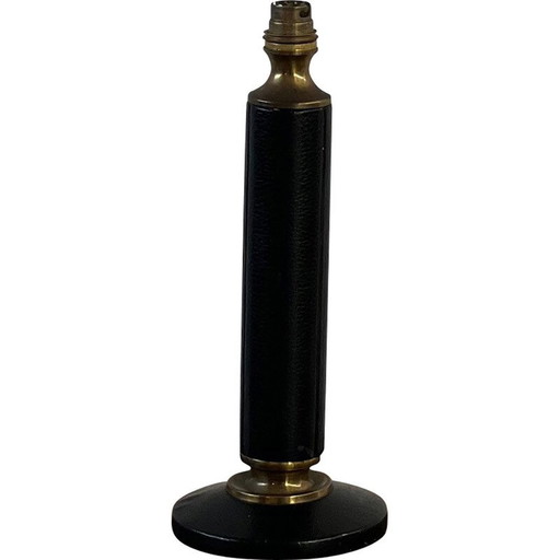 Vintage lamp in leather and brass, France 1950s