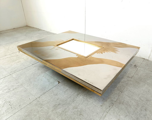 Table basse en laiton gravé par Christian Heckscher