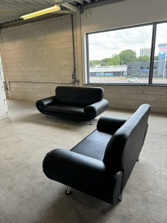 Image 1 of 2x Ferm Living 3-seater and 2-seater sofa black