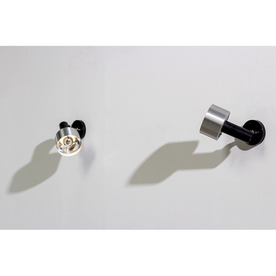 Image 1 of Pair of vintage cylindrical metal and aluminum wall lamps, 1970