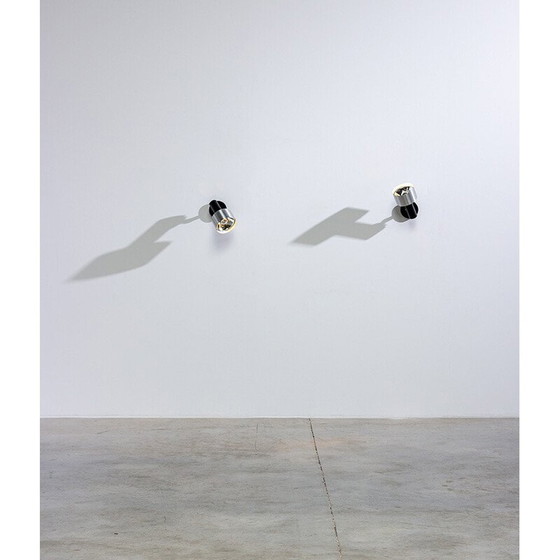 Image 1 of Pair of vintage cylindrical metal and aluminum wall lamps, 1970