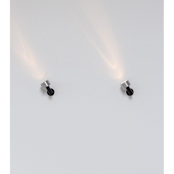 Image 1 of Pair of vintage cylindrical metal and aluminum wall lamps, 1970