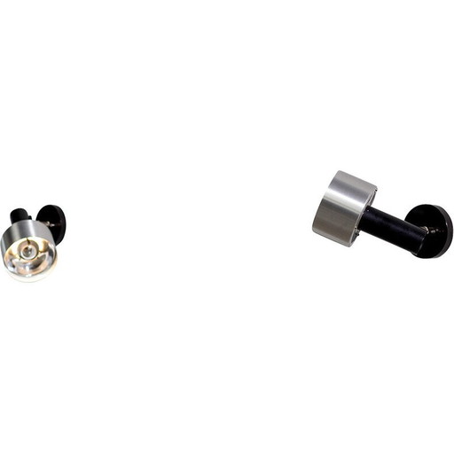 Pair of vintage cylindrical metal and aluminum wall lamps, 1970