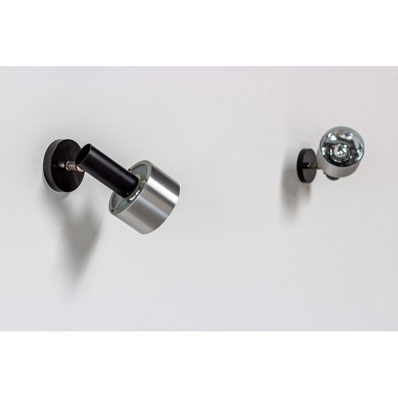 Image 1 of Pair of vintage cylindrical metal and aluminum wall lamps, 1970