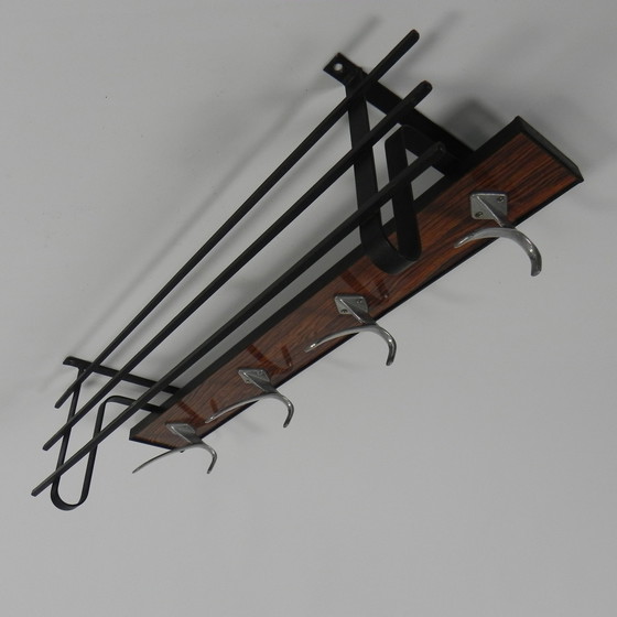 Image 1 of Porte-manteau mural vintage avec 4 crochets en aluminium, 1960s