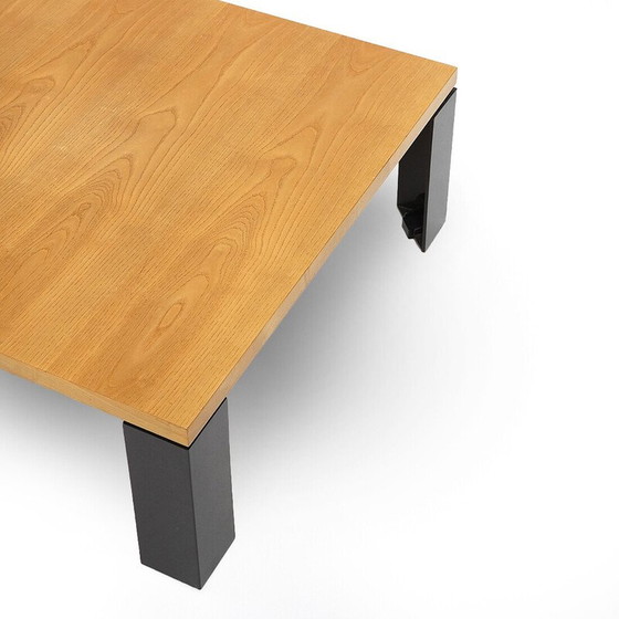Image 1 of Vintage “Eretteo” square coffee table in ash veneered wood by Orni Halloween for Artemide, Italy 1970