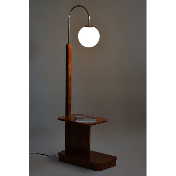 Image 1 of Vintage Art Deco walnut floor lamp by J. Halabala for UP Závody, Czechoslovakia 1920