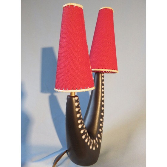 Image 1 of Vintage stoneware bedside lamp with two assymetrical arms from Soholm, Denmark 1955