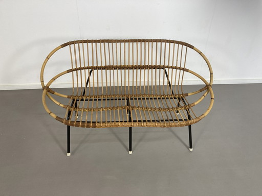 Banc vintage en rotin Rohé Noordwolde