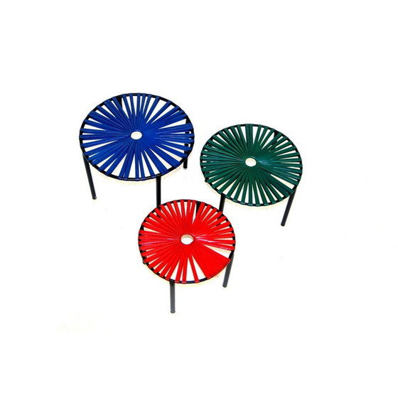Image 1 of Set di 3 sgabelli vintage in plastica colorata, Svezia 1960