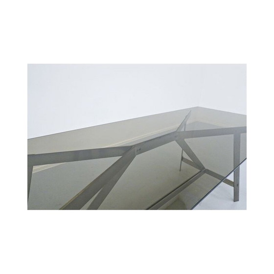 Image 1 of Vintage Dining Table, Glass And Steel, Italian 1970s