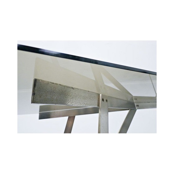 Image 1 of Vintage Dining Table, Glass And Steel, Italian 1970s