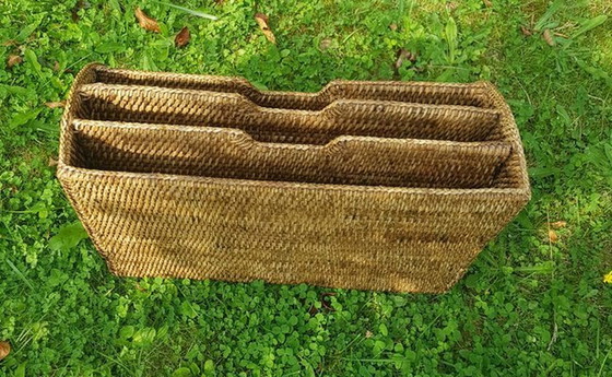 Image 1 of Tan Wicker Newspaper Stand