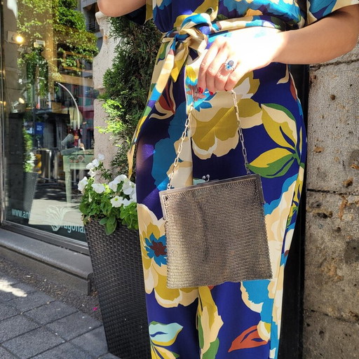 Vintage silver metal clutch, France 1920