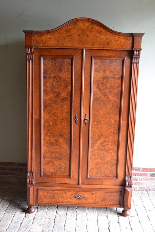 Antique Walnut Art Deco Bow Cabinet